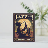 New Orleans Jazz Night – Vintage Art  ポストカード (スタンド正面)