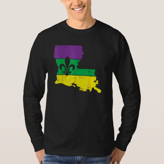 New Orleans Louisiana Map Jester Funny Mardi Gras  Tシャツ (正面)