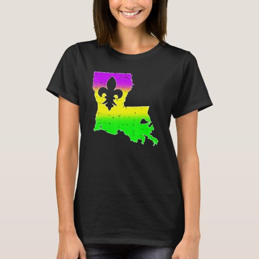 New Orleans Louisiana Map Men Women Mardi Gras Car Tシャツ (正面)