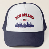 New Orleans Louisiana Vintage Skyline Hat キャップ (正面)