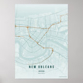 New Orleans Map Rustic NOLA Wallart Poster Gift ポスター (正面)