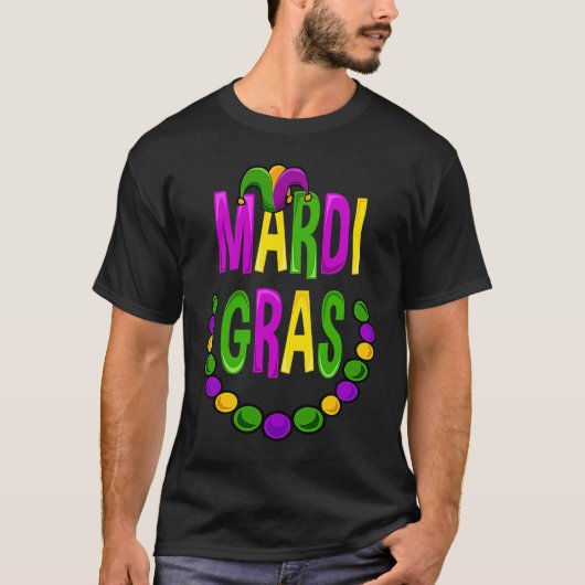 New Orleans Mardi Gras Beads  Fat Tuesday Carnival Tシャツ (正面)