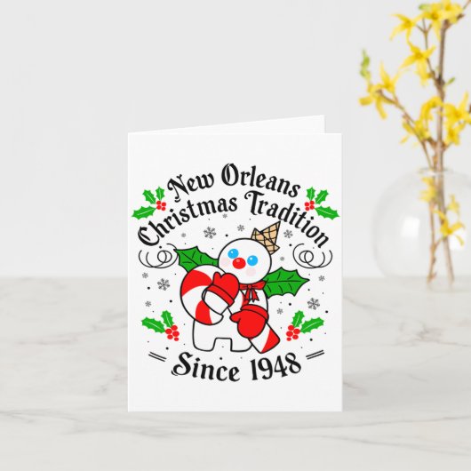 New Orleans Mr Bingle Christmas Tradition Snowman  カード (黄色い花)