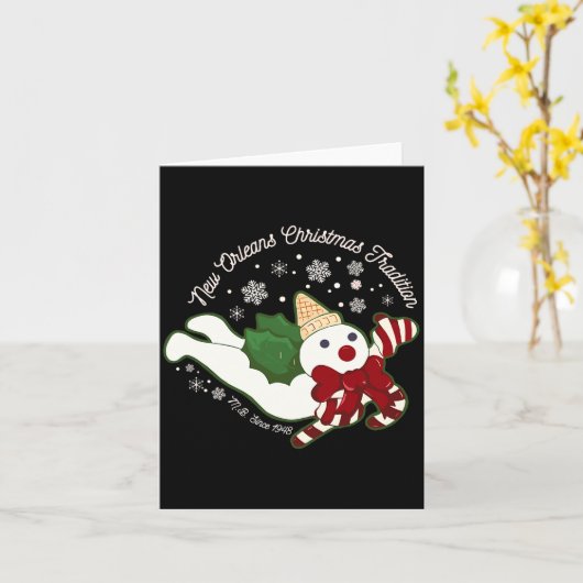 New Orleans Mr Bingle Christmas Tradition Snowmen  カード (黄色い花)