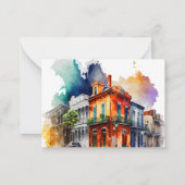 New Orleans Nola Louisiana – 水彩RSVP ノートカード (裏面)