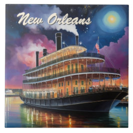 New Orleans Steamboat Riverboat Boat Night Cruise タイル