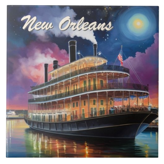 New Orleans Steamboat Riverboat Boat Night Cruise タイル (正面)