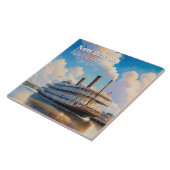New Orleans Steamboat Riverboat Boat on River タイル (側面)
