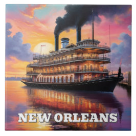 New Orleans Steamboat Riverboat Boat Sunset Cruise タイル