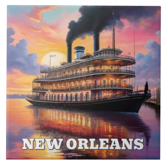 New Orleans Steamboat Riverboat Boat Sunset Cruise タイル (正面)