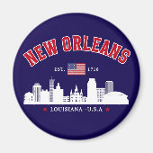 New Orleans Travel Skyline Fridge Magnet マグネット (正面)