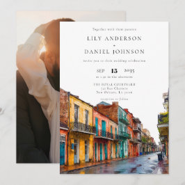 New Orleans Watercolor Destination Photo Wedding 招待状