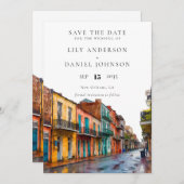 New Orleans Watercolor Destination Wedding セーブザデート (正面/裏面)