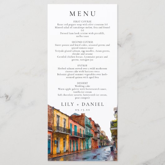 New Orleans Watercolor Destination Wedding メニュー (正面)