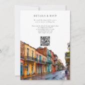 New Orleans Watercolor QR Code Wedding 招待状 (裏面)