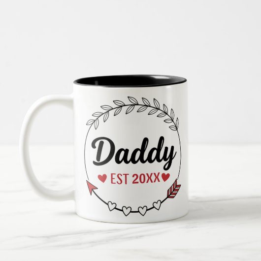 New Parents Daddy Personalized established year ツートーンマグカップ (左)
