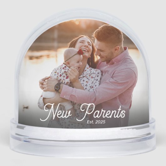 New Parents Newborn First Christmas Snow Globe (正面)