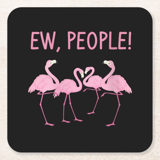 New People Flamingo Social Distancing Tropical スクエアペーパーコースター (正面)