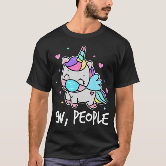 New People Social Distancing Unicorn Introvert Tシャツ (正面)