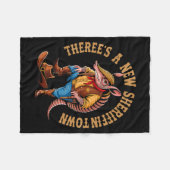 New Sheriff In Town Funny Armadillo Cowboy Western フリースブランケット (正面(横))