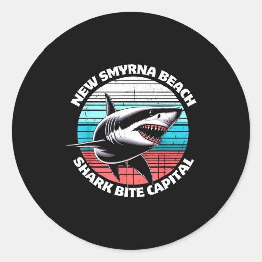 New Smyrna Beach_ Shark Bite Catal Graphic ラウンドシール (正面)