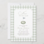 New to the Club Sage Gingham Golf Baby Shower 招待状 (正面)