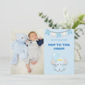 New To The Crew Photo Cute Elephant男の赤ちゃん 案内状 (スタンド正面)