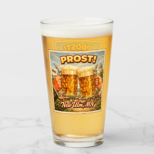 New Ulm MN Minnesota German Prost Glass タンブラーグラス (ドリンク正面)