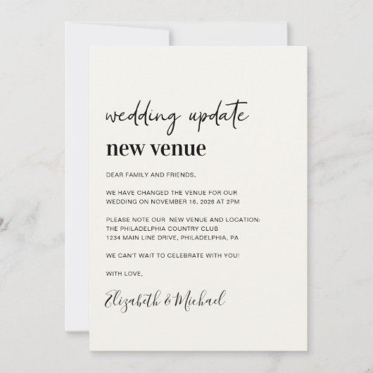 New Venue Cream結婚's Update 案内状 (正面)