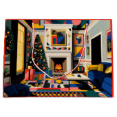 New Wave 1980s Pop Art Christmas ラージペーパーバッグ (正面)
