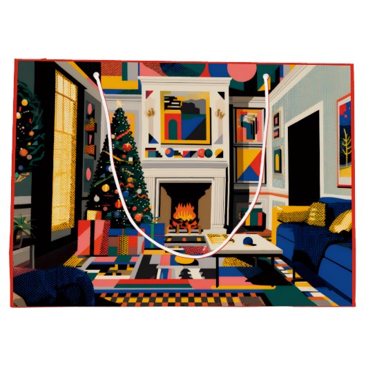 New Wave 1980s Pop Art Christmas ラージペーパーバッグ (裏面)