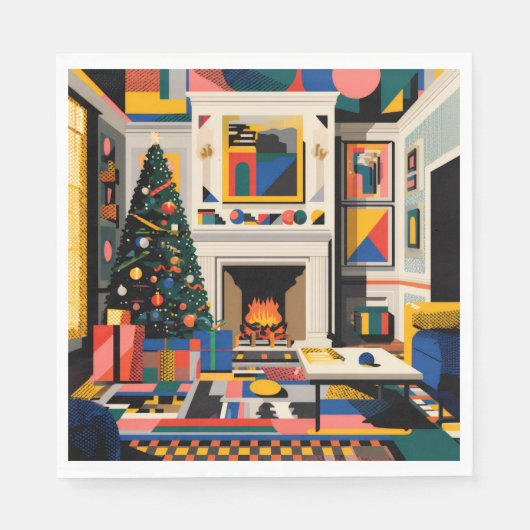 New Wave 1980s Pop Art Christmas Napkins スタンダードランチョンナプキン (正面)