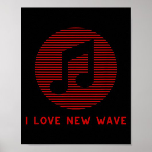 New Wave Music Red And Black Funny 70's 80's Music ポスター (正面)