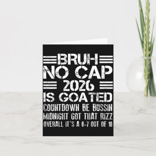 New Year 2026 Bruh No Cap Countdown Bussin Funny R カード (正面)