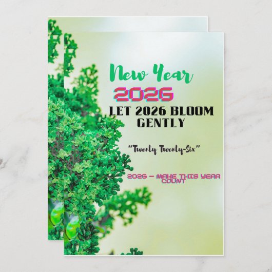 New Year 2026 Coffee Mug with Nature Forest Design 招待状 (正面/裏面)