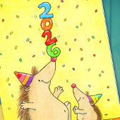 New Year 2026 Cute Hedgehog Greeting  カード
