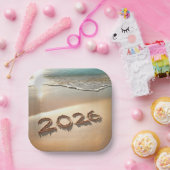 New Year 2026 In Beach Sand ペーパープレート (パーティー)