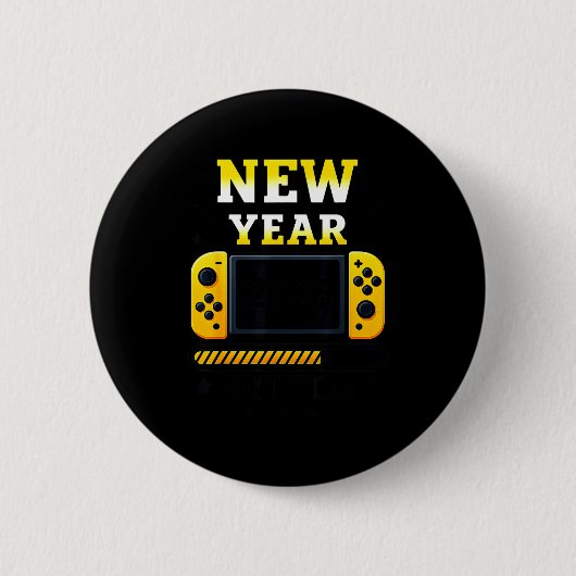 New Year 2026 Loading Gaming Controller New Years 缶バッジ (正面)