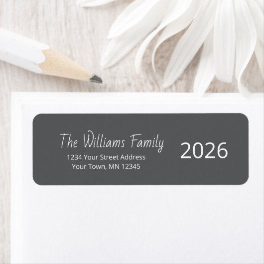 New Year 2026 Modern Simple Gray Return Address  ラベル (インサイチュ)