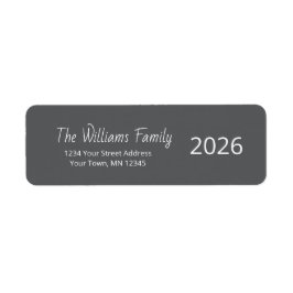 New Year 2026 Modern Simple Gray Return Address  ラベル