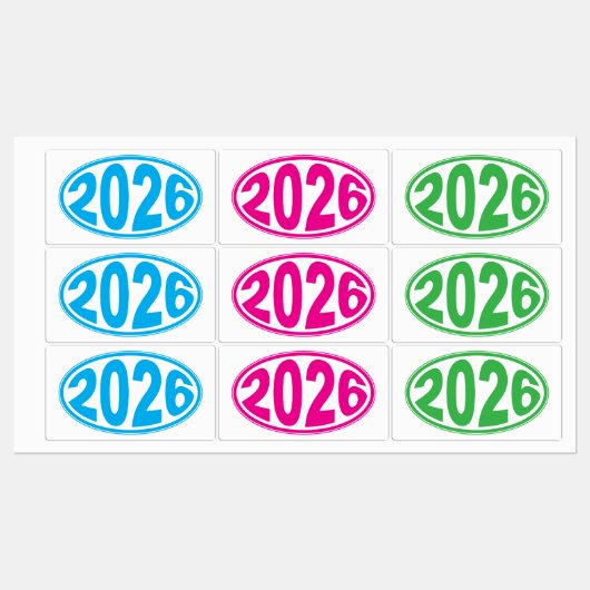 New Year 2026 Oval Sticker ラベル (シート)