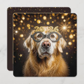 New Year 2026  Party Golden Retriever Humor 招待状 (正面/裏面)