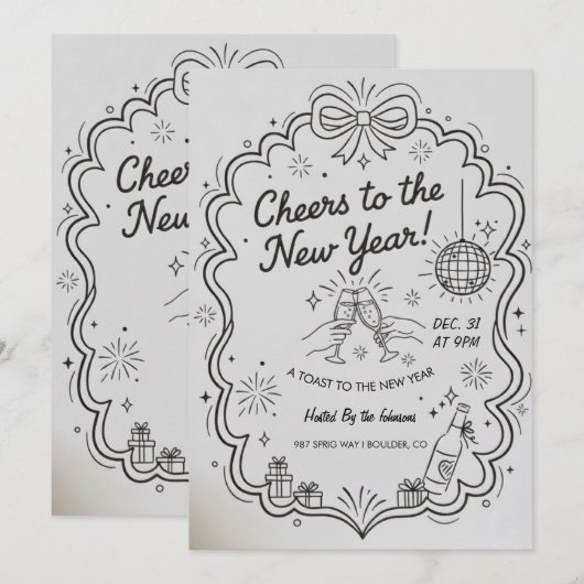 New Year 2026 Party Invitation Printable 招待状 (正面/裏面)