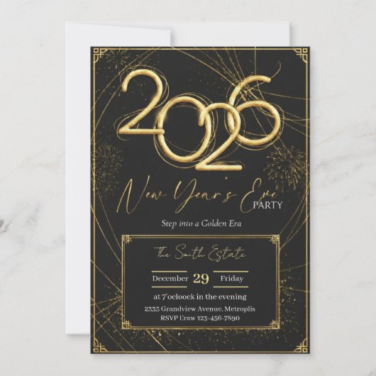 New Year 2026 Party Invitation Printable 招待状 (正面)