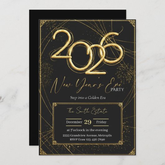 New Year 2026 Party Invitation Printable 招待状 (正面/裏面)