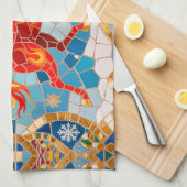 New Year 2026 Red Fiery Horse Christmas Pattern キッチンタオル (四つ折り)