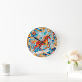 New Year 2026 Red Fiery Horse Christmas Pattern ラウンド壁時計 (ホーム)