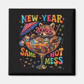 New Year 2026 Same Hot Mess Funny Raccoon Gift  マグネット (正面)