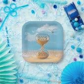 New Year 2026 Sand Timer With Starfish ペーパープレート (パーティー)