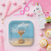 New Year 2026 Sand Timer With Starfish ペーパープレート (パーティー)